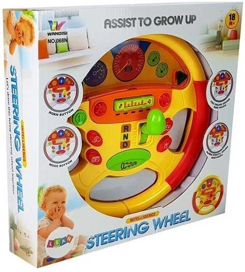 Lean Toys Interaktyvus žaislinis vairas vaikams su garsais ir šviesomis
