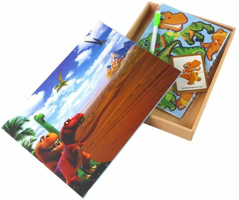 Edukacinių magnetinių kortelių su dinozaurais rinkinys Lean Toys