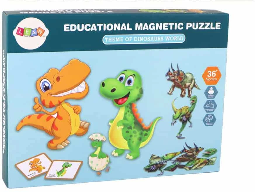 Edukacinių magnetinių kortelių su dinozaurais rinkinys Lean Toys
