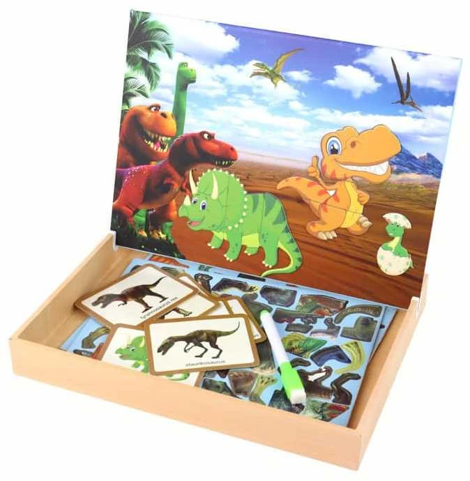 Edukacinių magnetinių kortelių su dinozaurais rinkinys Lean Toys