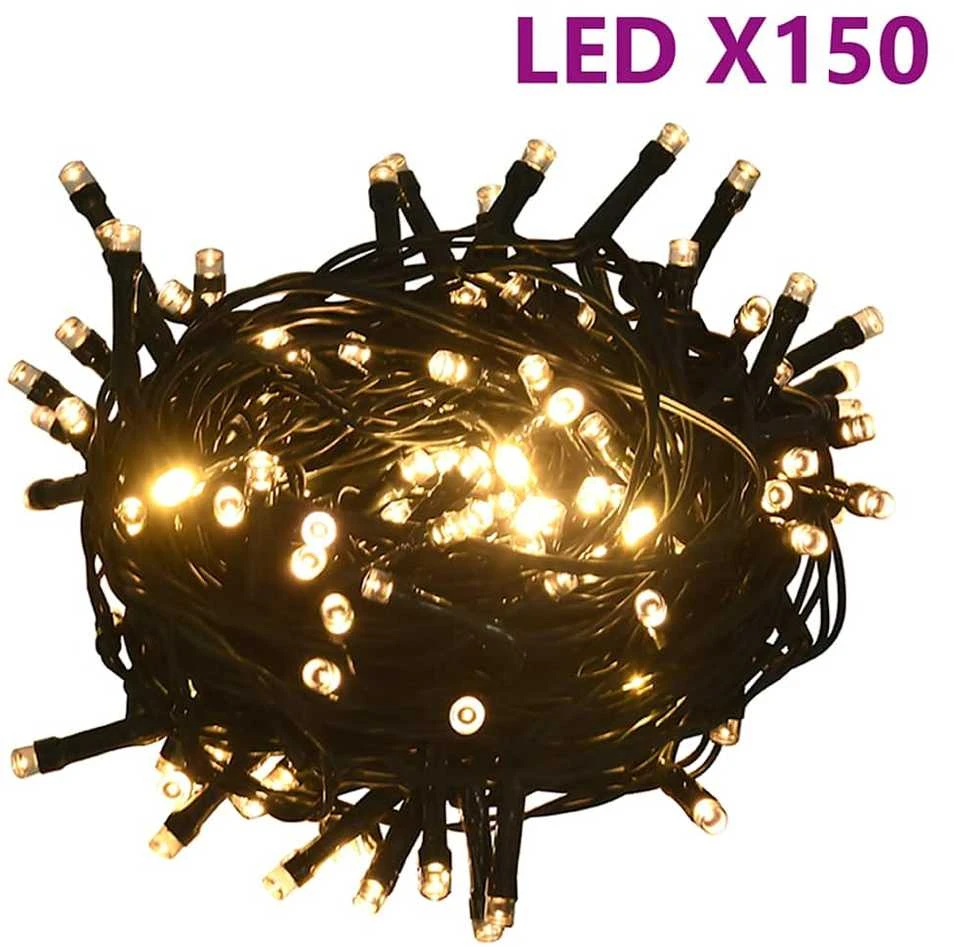 Eglutės žaisliukų rinkinys su viršūne ir 150 LED, 61 dalis