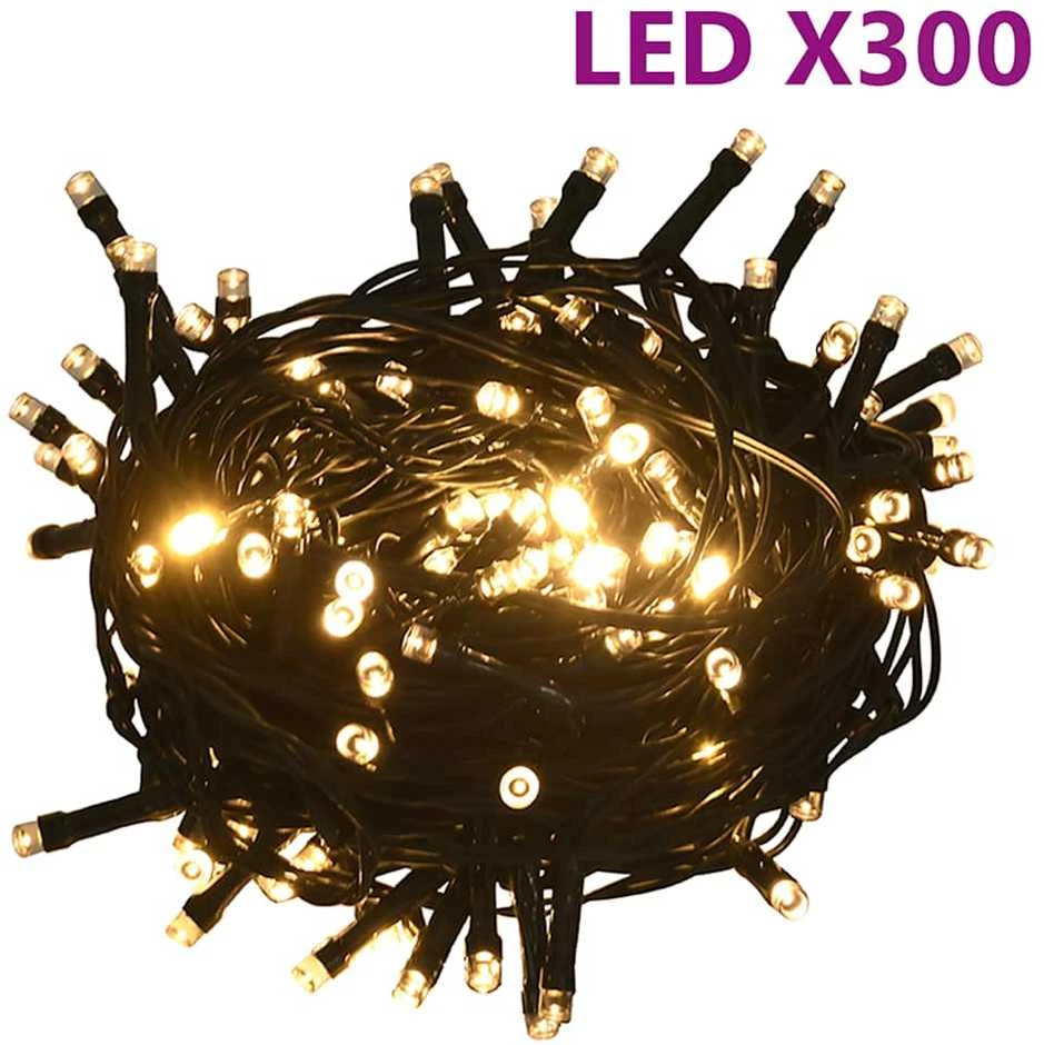 Eglutės žaisliukų rinkinys su viršūne ir 300 LED, 120 dalių