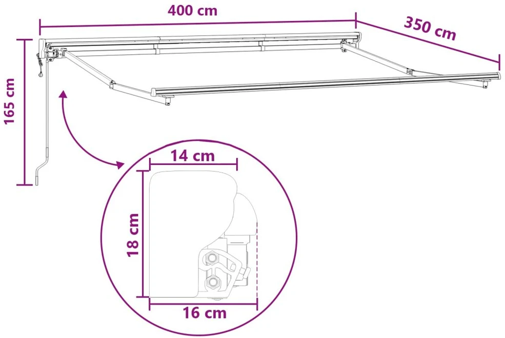 Elektrinė ištraukiama pavėsinė Taupe 4 × 3,5 m