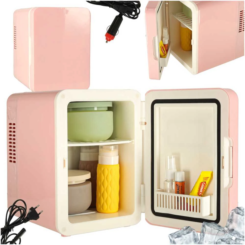 Ikonka Elektrinis mini šaldytuvas 4L, rožinė