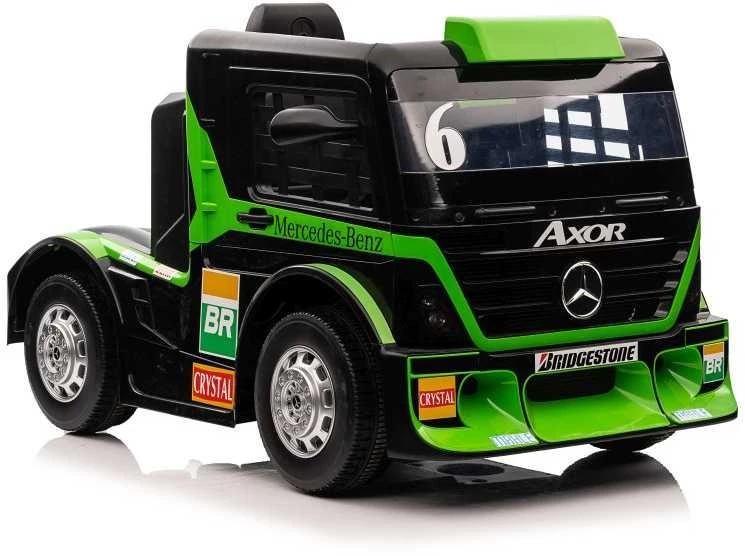 Lean Cars Vienvietis elektromobilis vaikams Mercedes-Benz Axor XMX622, žalias