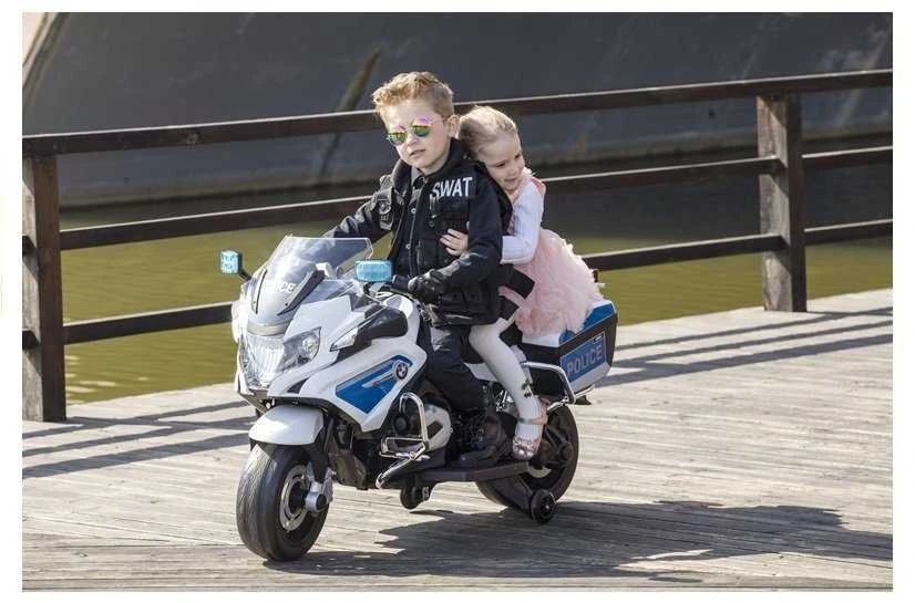 Lean Cars Elektrinis motociklas vaikams BMW R1200 Police, baltas