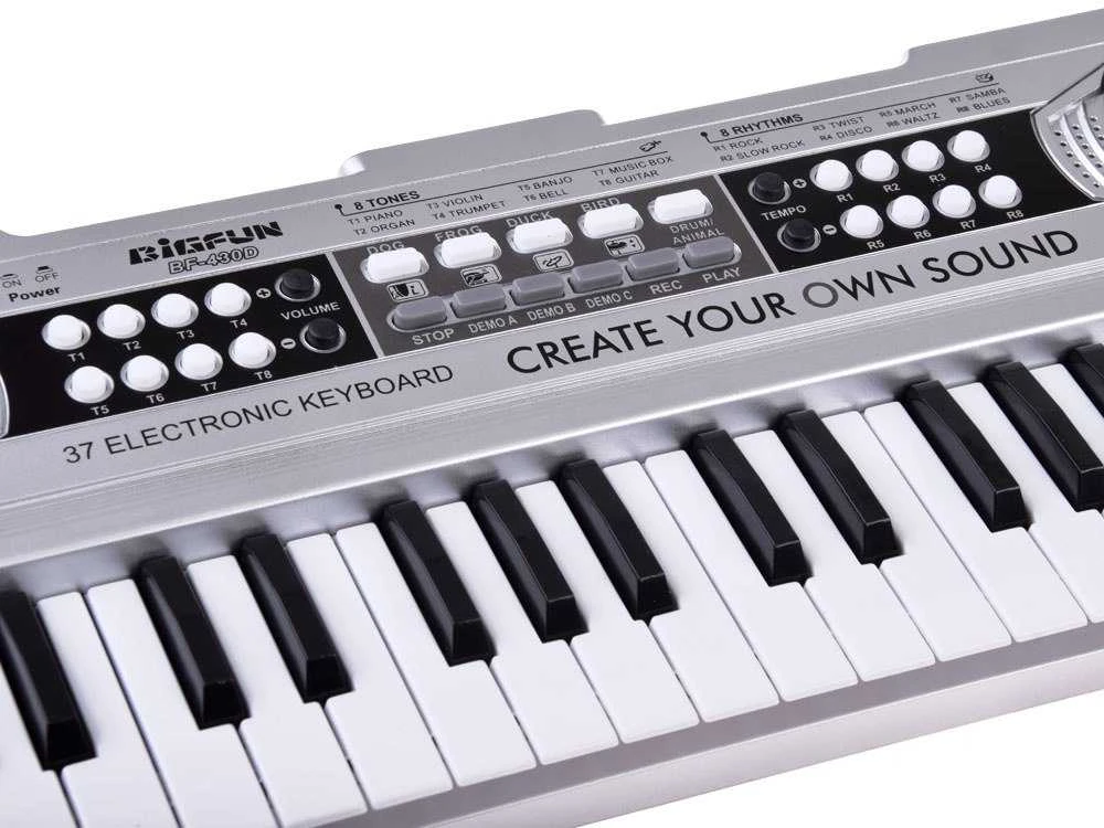 Jokomisiada Mini organ KEYBOARD 37-keys + microphone Sidabrinis IN0183