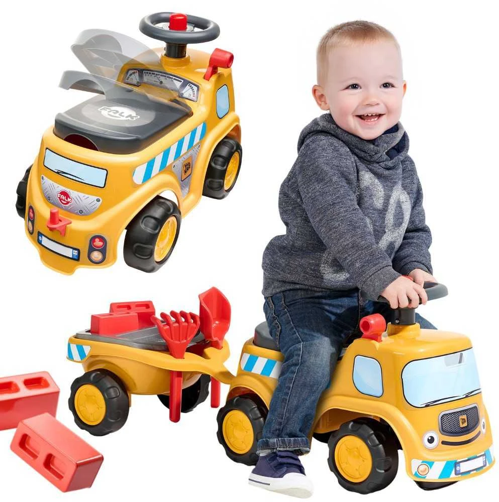 FALK JCB statybinis sunkvežimis su priekaba ir priedais