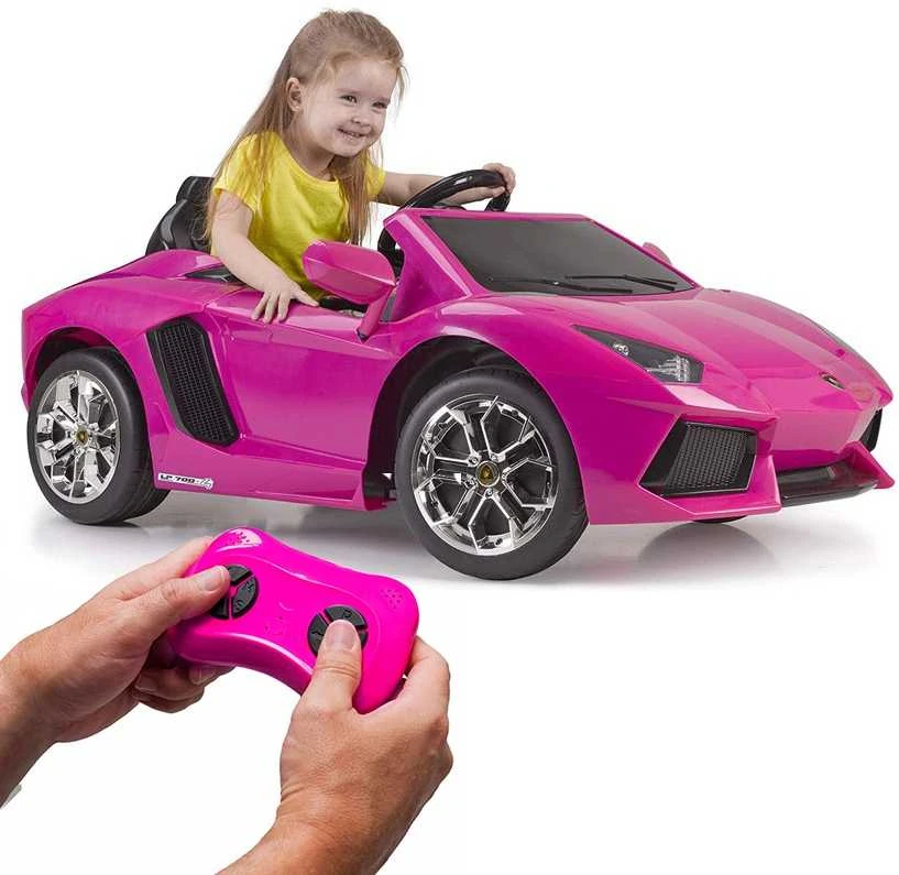 FEBER Lamborghini Aventador Rožinė elektrinis automobilis vaikams 6V