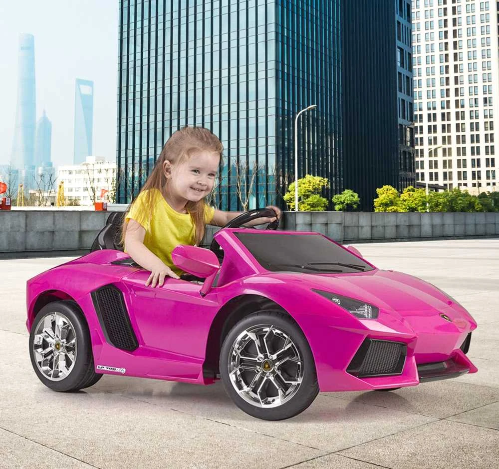 FEBER Lamborghini Aventador Rožinė elektrinis automobilis vaikams 6V