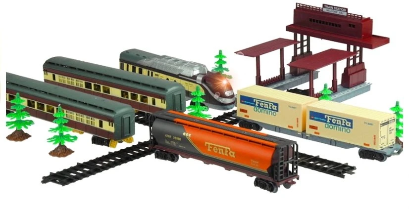 Lean Toys Fenfa Elektrinis Traukinys su 5 Vagonais ir Priedais