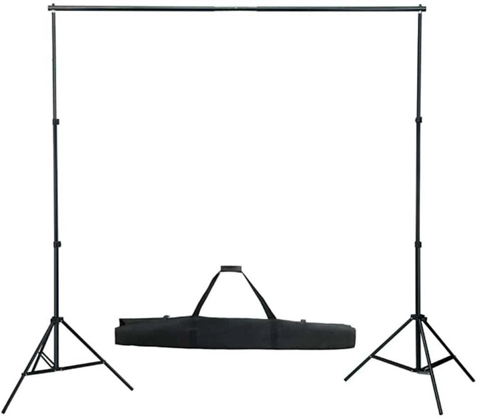 Fotostudijos komplektas su fonu, šviestuvais ir skėčiais
