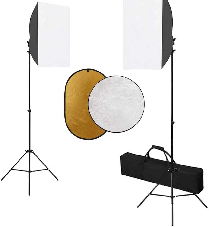 Fotostudijos komplektas su šviesdėžėmis ir reflektoriumi