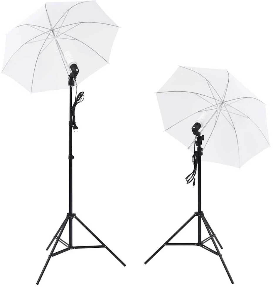 Fotostudijos rinkinys: 5 spalvoti fonai ir 2 skėčiai