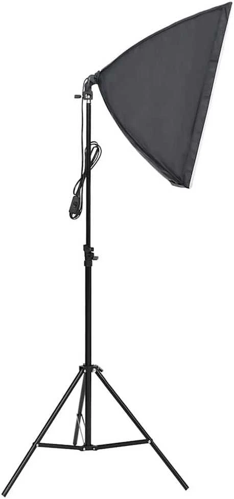 Fotostudijos rinkinys su šviestuvais, fonu ir reflektoriumi