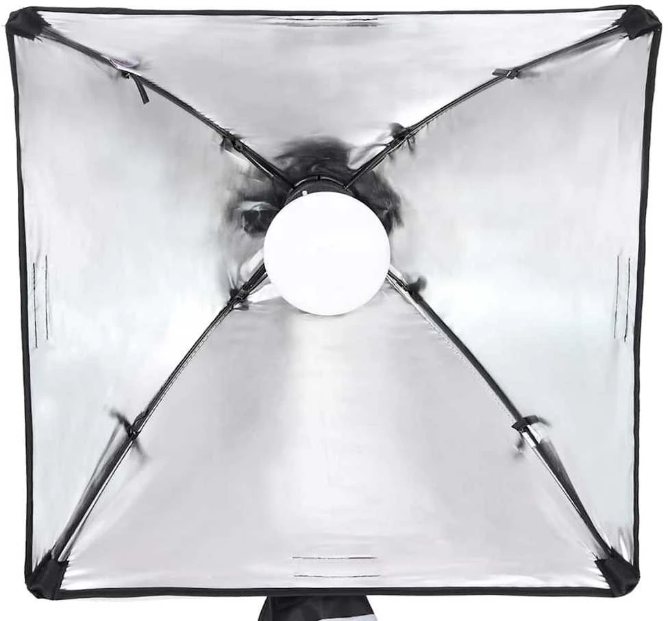 Fotostudijos rinkinys su šviestuvais, fonu ir reflektoriumi