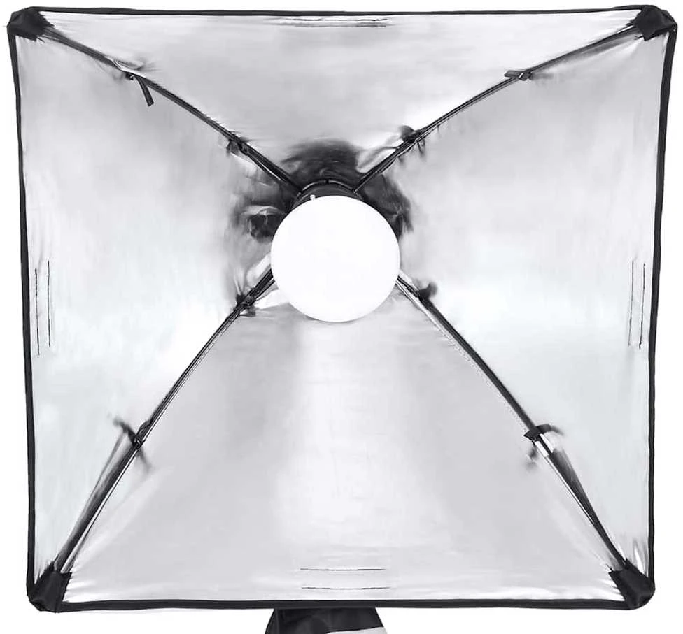 Fotostudijos rinkinys su šviestuvais, fonu ir reflektoriumi