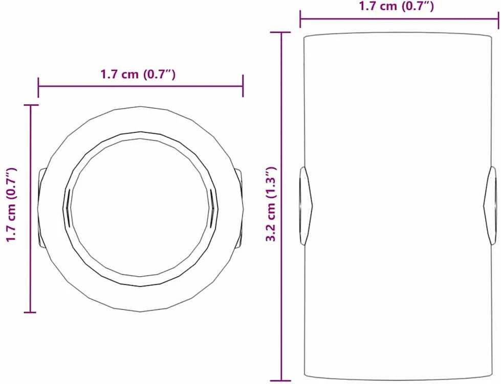Futbolo stalo kamštukai 10 vnt. Juodas 1,7 x 1,7 x 3,2 cm PP