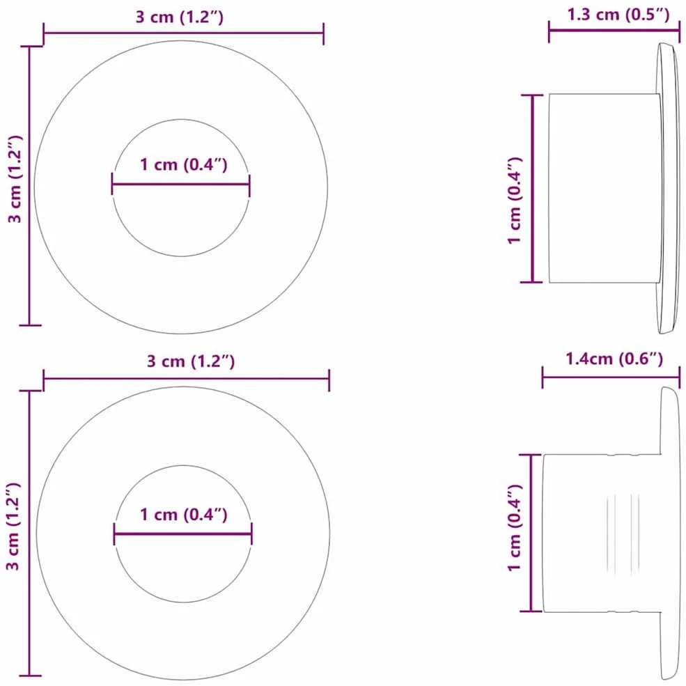 Futbolo stalo kamštukai 10 vnt. Juodas 3 x 3 x 1,4 cm HIPS