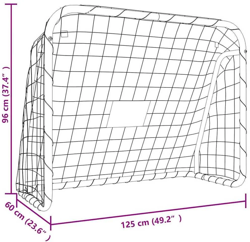 Futbolo vartai, balti, 125x96x60cm, plienas/poliesteris