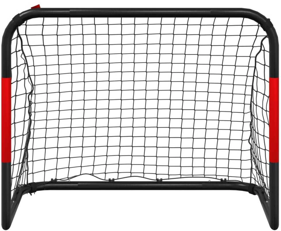 Futbolo vartai su tinklu, raudoni ir juodi, 90x48x71cm, plienas