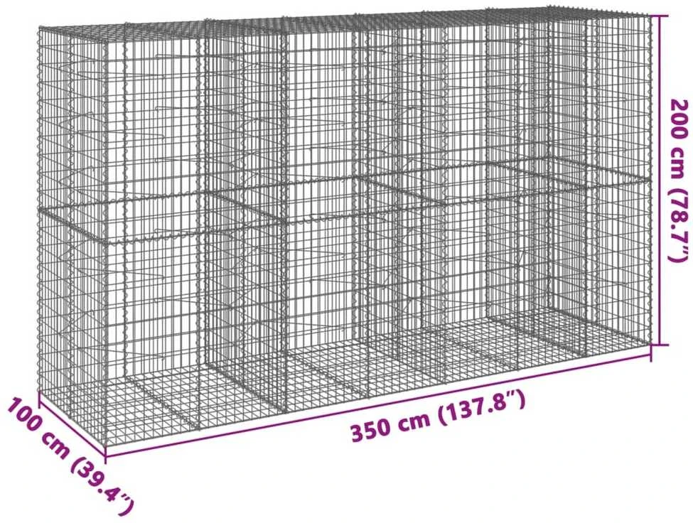 Gabiono krepšys su dangčiu, 350x100x200cm, galvanizuota geležis