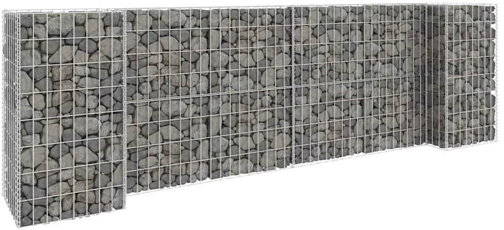 Gabiono vazonas, 260x40x80cm, plieninė viela, H formos