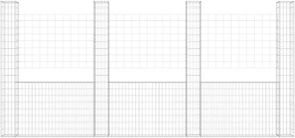 Gabionų krepšiai su 5 kolonomis, 500x20x200cm, geležis