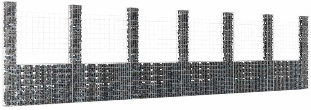 Gabionų krepšiai su 7 kolonomis, 740x20x200cm, geležis