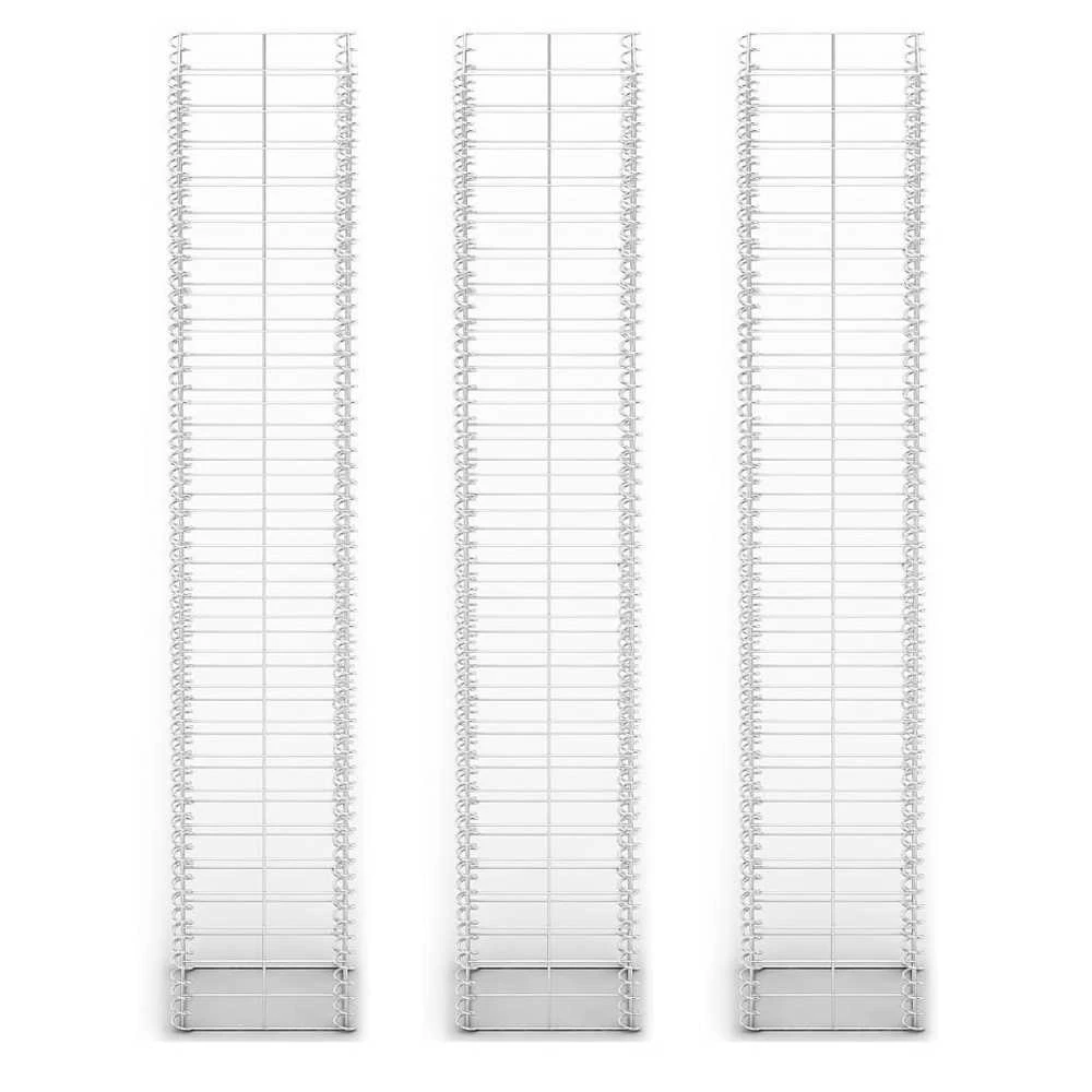 Gabionų rinkinys, 3 vnt., cinkuota viela, 25 x 25 x 150 cm