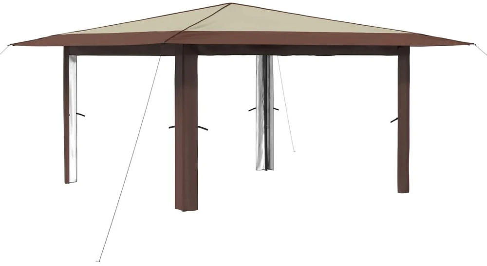Gazebo be šoninės sienos 4 x 4 m Kremas ir rudas