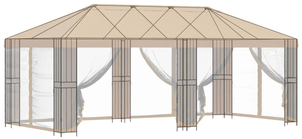 Paviljono rėmas be paviljono audinio 6 x 3 m Juoda Plienas