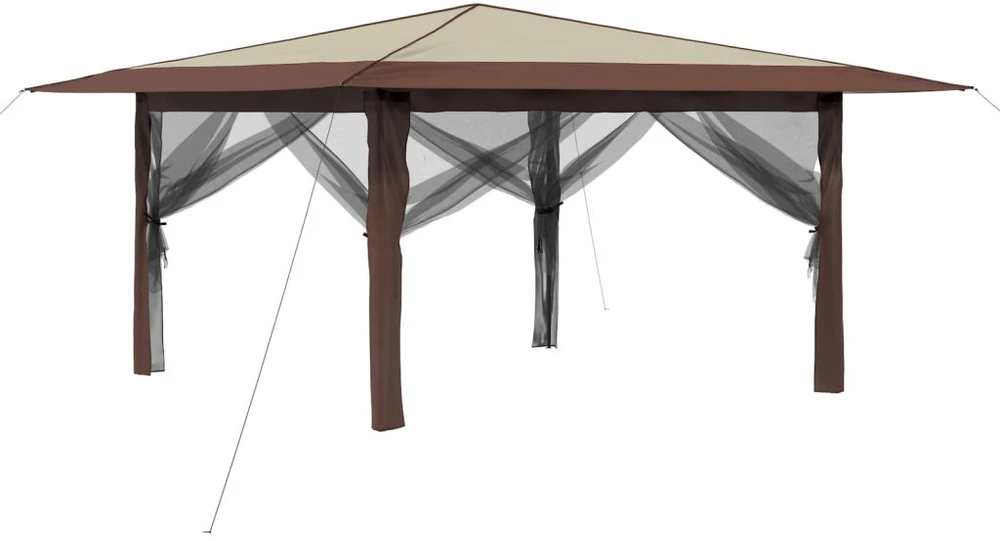 Gazebo su 4 šoninėmis sienomis 4 x 4 m Kremas ir rudas