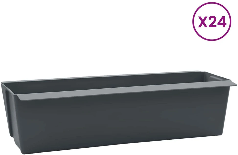Gėlių dėžės Euro paletėms 24 vnt. Pilka 36 x 13,5 x 9,5 cm