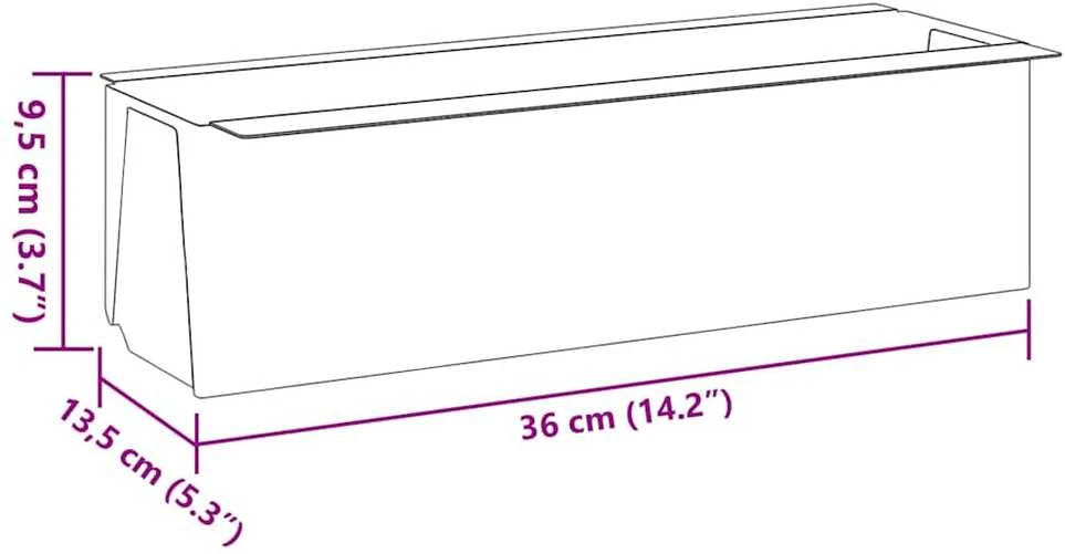 Gėlių loveliai Euro paletėms, 12vnt., pilki, 36x13,5x9,5cm, PP
