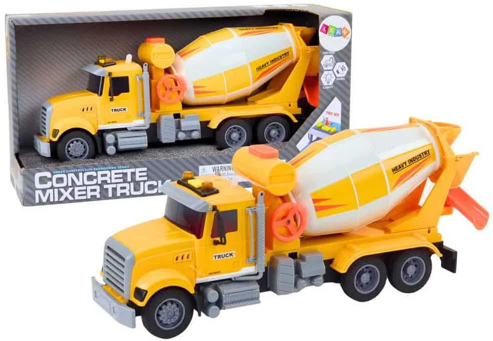 Lean Toys Geltonas betono maišytuvas su trinties pavara
