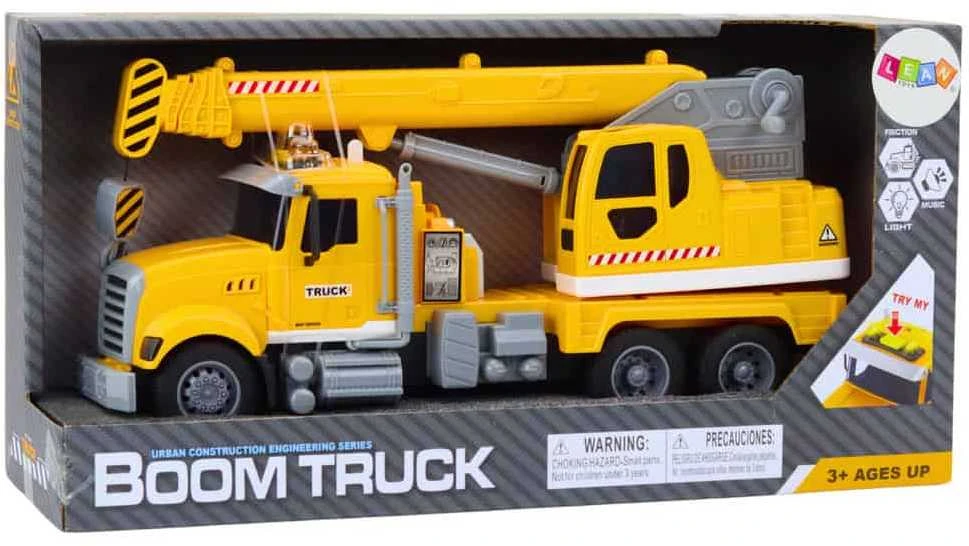 Lean Toys Geltonas sunkvežimis su kranu