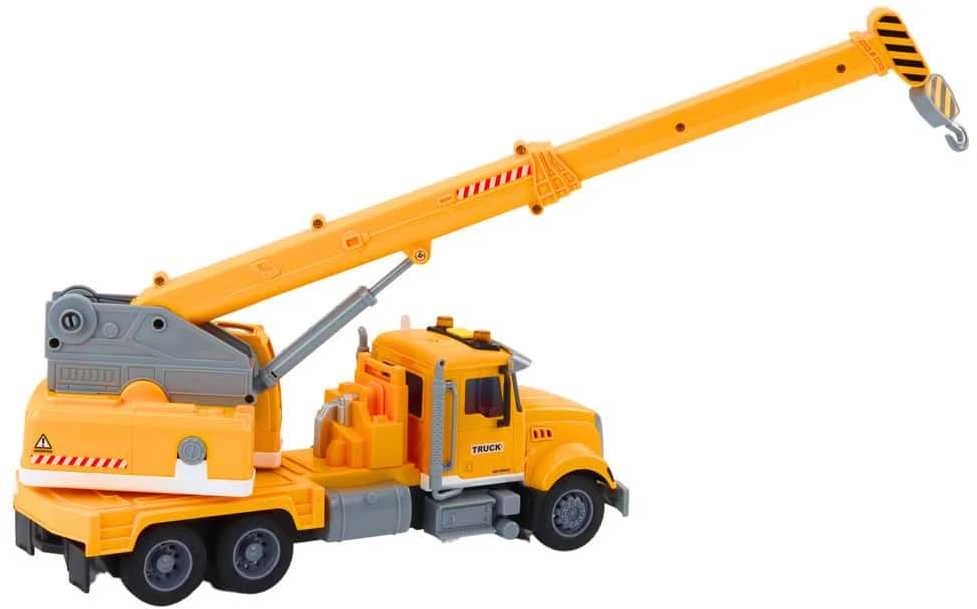 Lean Toys Geltonas sunkvežimis su kranu