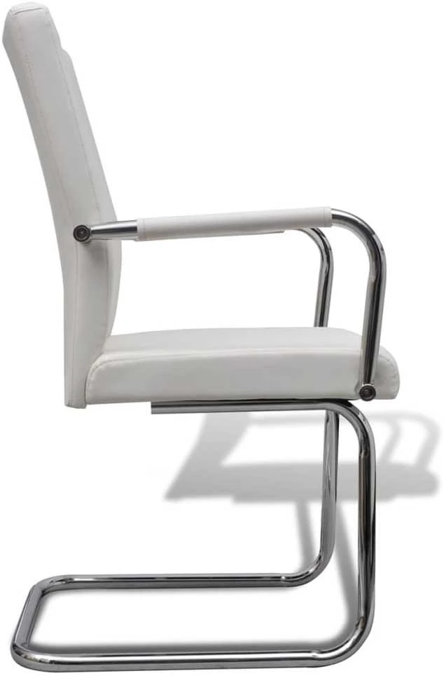 Gembinės valgomojo kėdės, 6vnt., baltos, dirbtinė oda