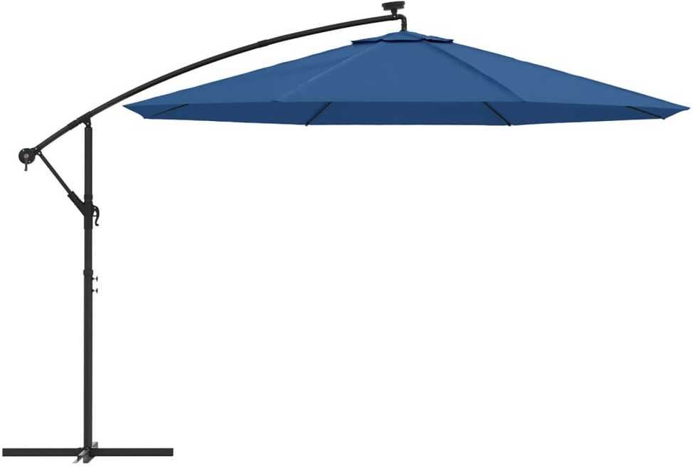 Gembinis sodo skėtis nuo saulės su LED, tamsiai mėlynas, 350cm