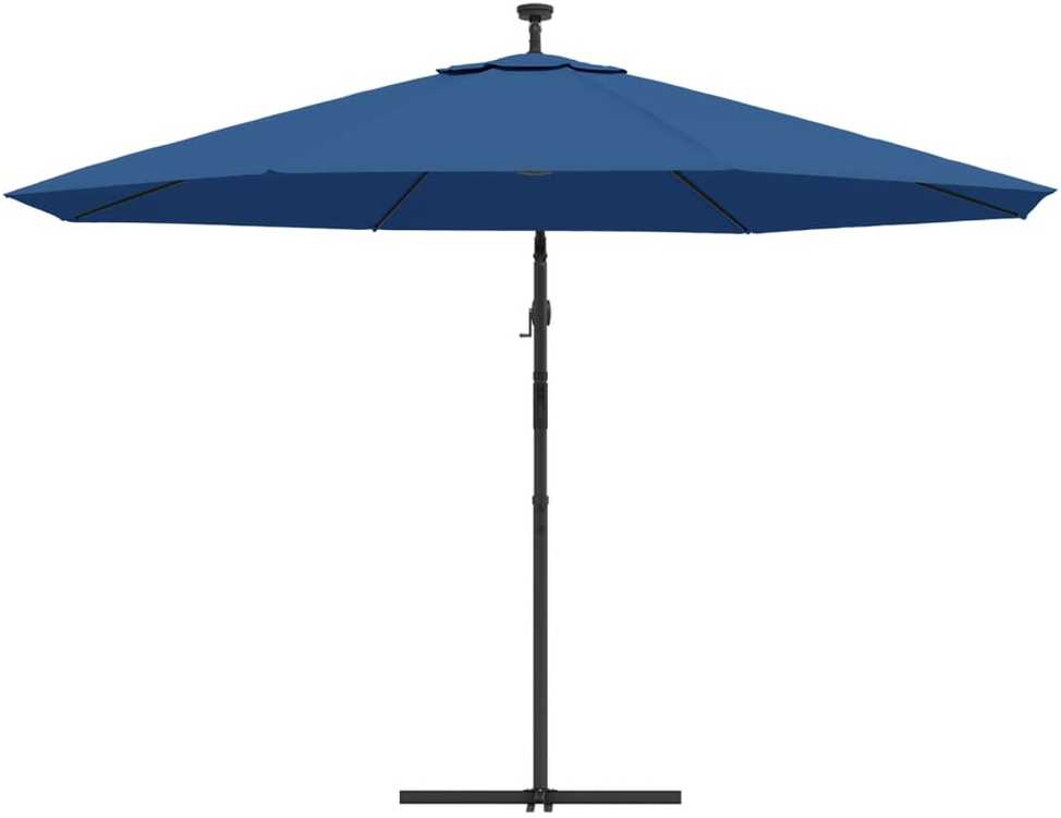 Gembinis sodo skėtis nuo saulės su LED, tamsiai mėlynas, 350cm