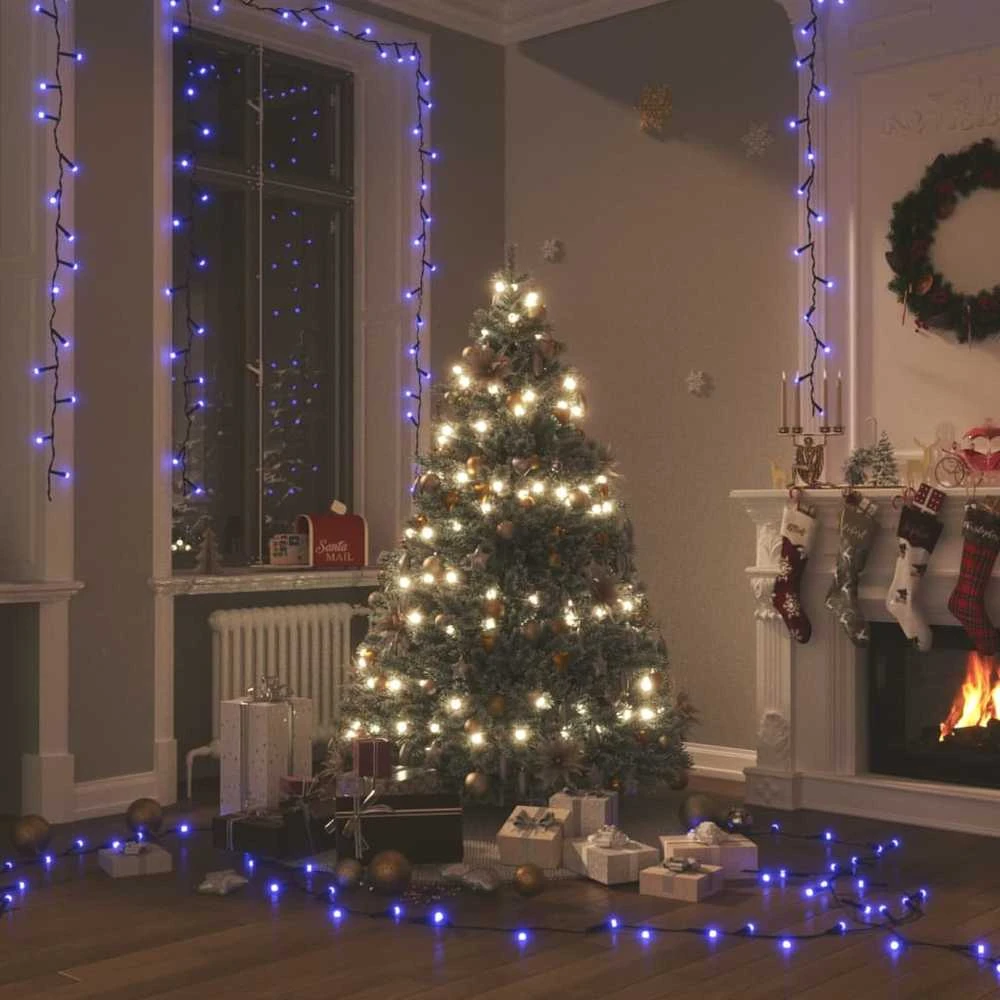Girlianda su 400 mėlynų LED lempučių, 40m, 8 švietimo režimai