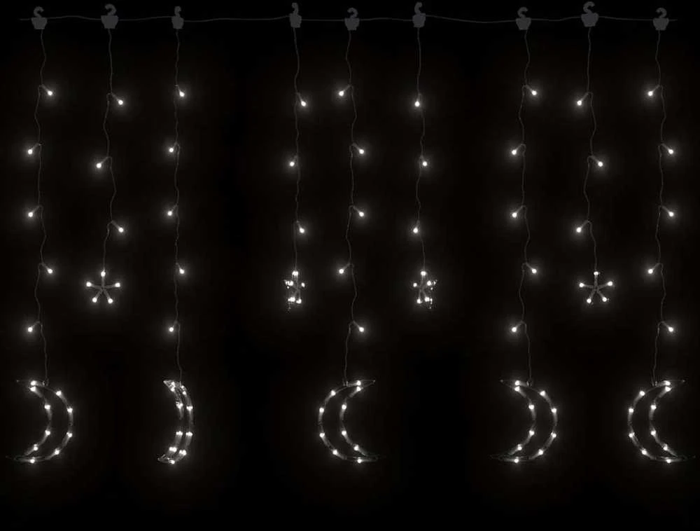 Girlianda žvaigždės ir mėnuliai, 345 šaltos baltos LED lemputės
