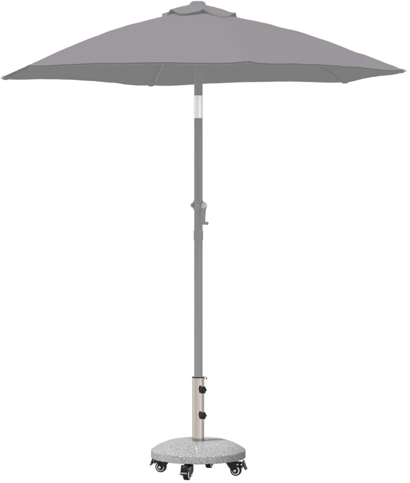Granito skėčio stovas su ratais 4-5 cm stulpui 27.2kg Pilka