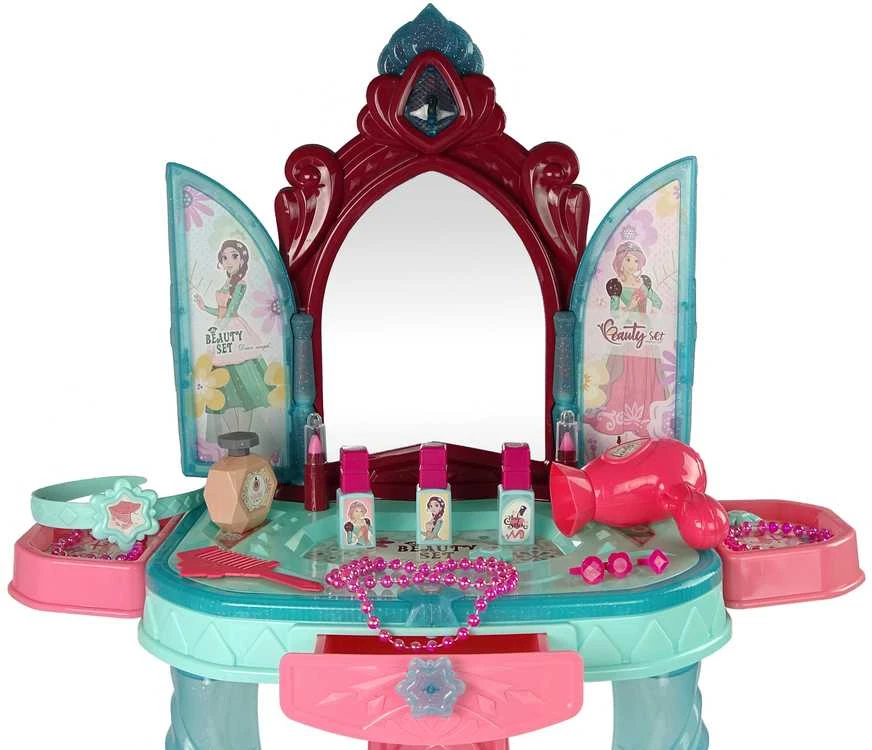 Lean toys kosmetinis staliukas su veidrodžiu ir šviesomis