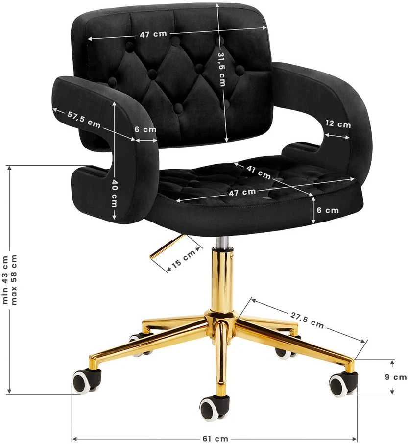 Fotelis Activeshop Biuro kėdė su ratukais 4Rico QS-OF213G Velvet Juodas