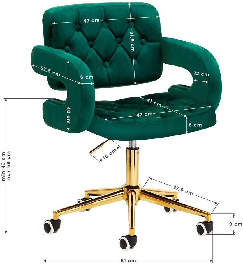 Activeshop Biuro kėdė su ratukais 4Rico QS-OF213G Velvet Žalias