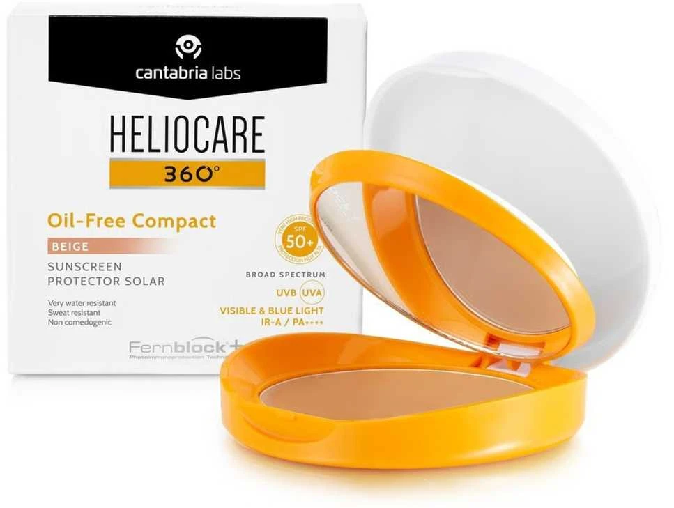Heliocare 360º Compact Oil-free Spf50 rusvai gelsvas kompaktinis kremas nuo saulės 10g