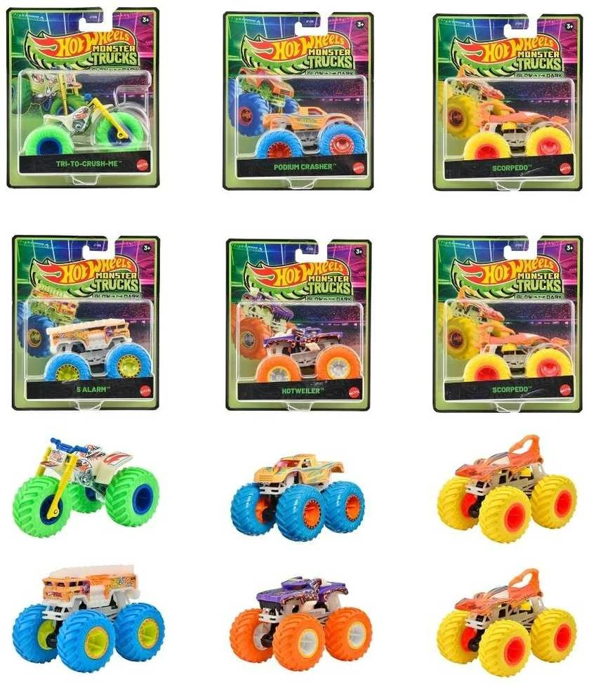 Mattel HOT WHEELS MONSTER TRUCKS šviečiantis tamsoje džipas (JFX08)
