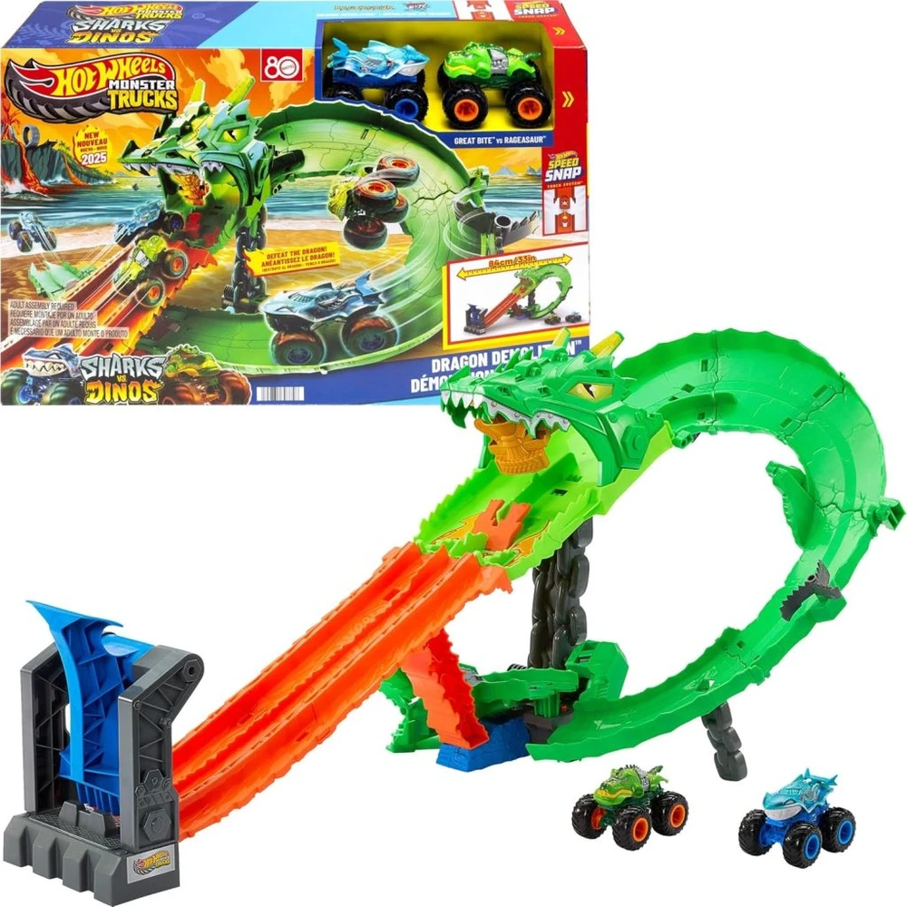 Mattel HOT WHEELS MONSTER TRUCKS rinkinys – Drakono sunaikinimas (JFR06)